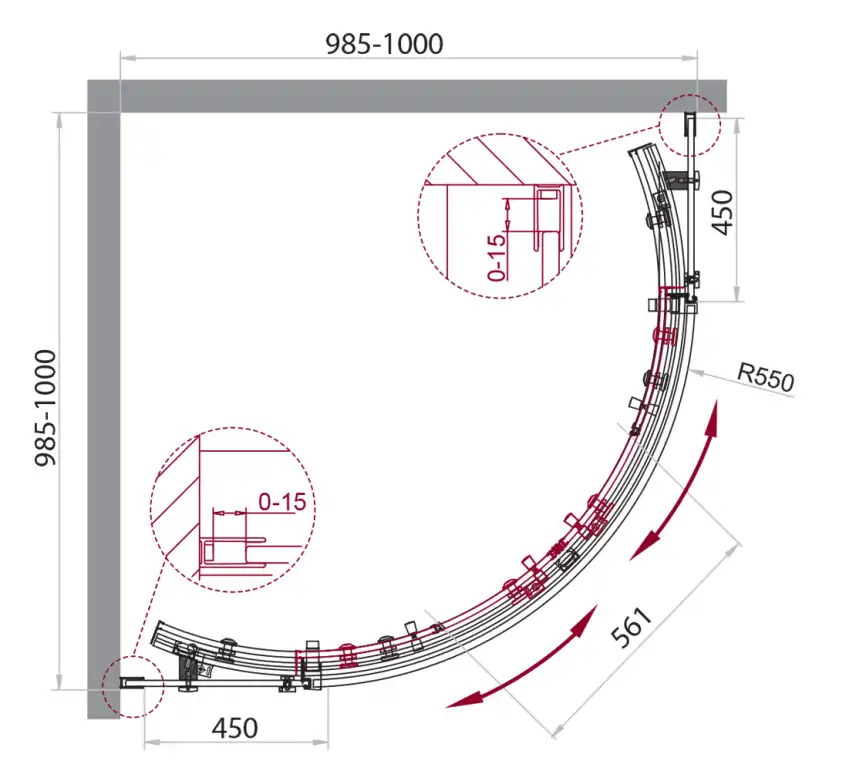 Душевой уголок BelBagno ACQUA-R-2-100-C-Cr профиль Хром стекло Прозрачное фото 2