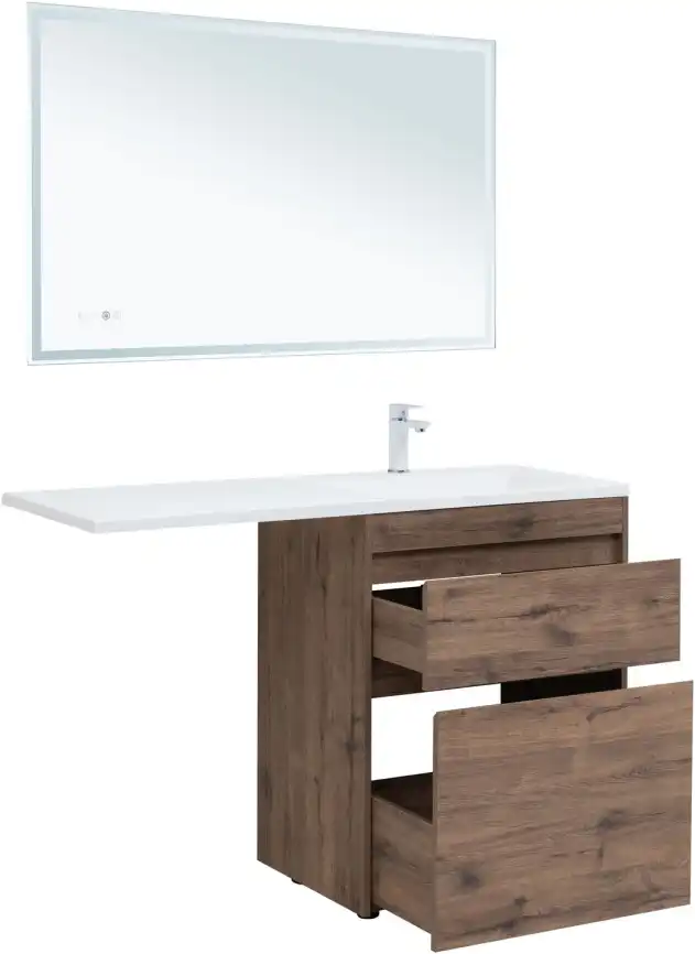 Тумба под раковину Aquanet Токио 130/68 дуб веллингтон (напольная 2 ящика) 333652 фото 6