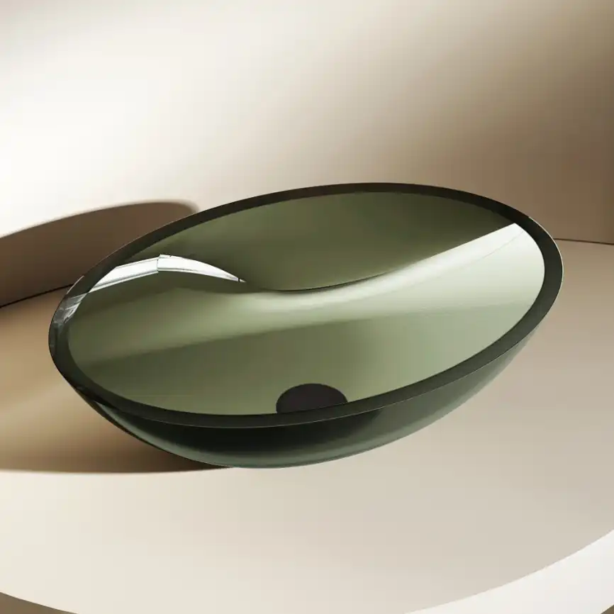 Раковина накладная ABBER KRISTALL 50х35х15 AT2802Vesuvian, овальная, оливковая фото 1