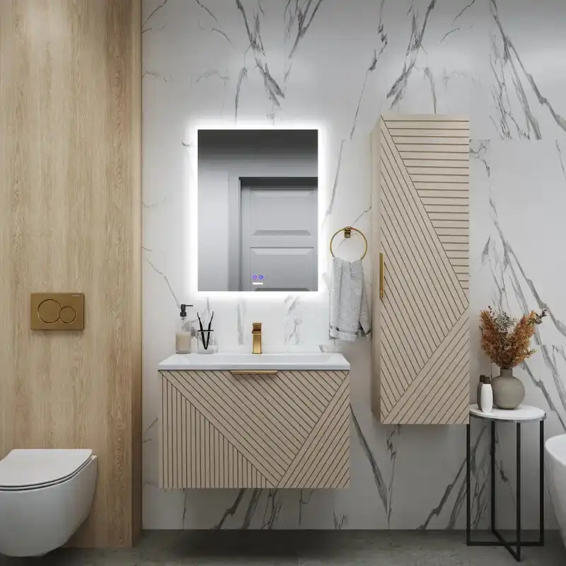 Тумба под раковину Grossman Блисс 80 подвесная, бежевый матовый (108047) фото 4