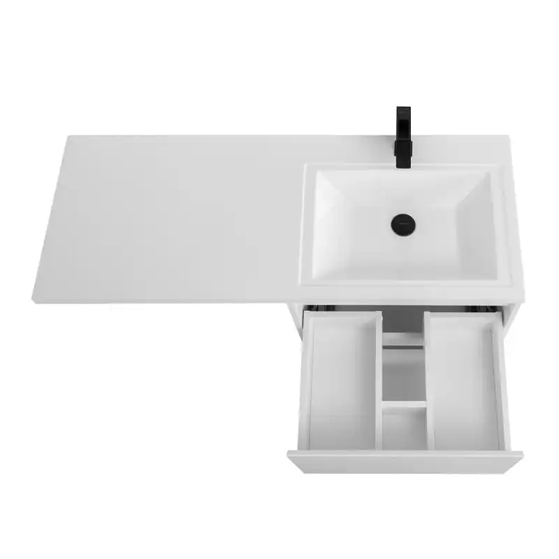 Раковина  BelBagno  120х48 R BB1200/480-LV-MR-R правая над стиральной машиной, из литьевого мрамора, Белая фото 4