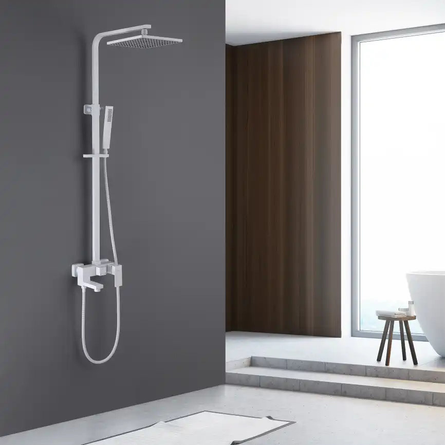 Душевая стойка ABBER Daheim AF8216WL с изливом, белая матовая фото 2