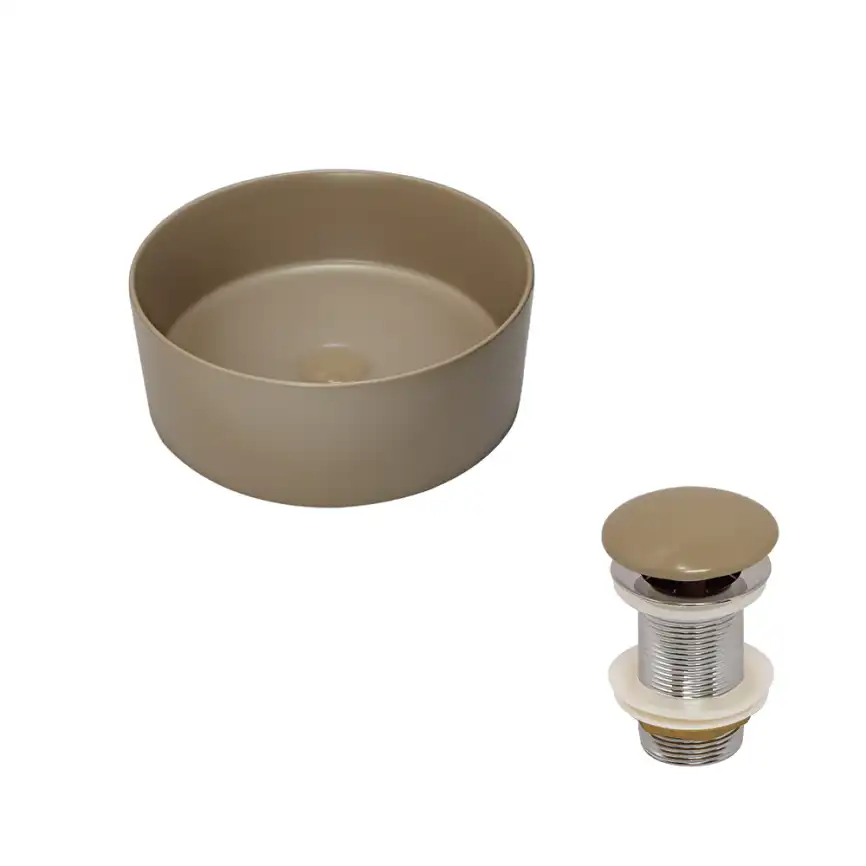 Раковина AVS Лилиан 36x36 капучино матовая с донным клапаном фото 1