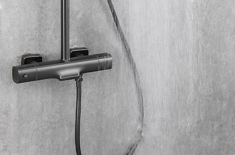 Душевая система Gappo G2495-79 с тропическим душем и термостатом, Оружейная сталь фото 6