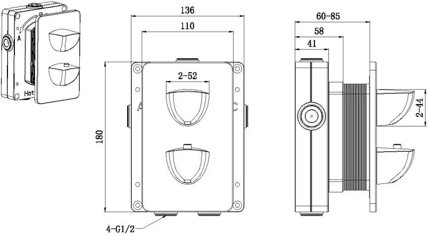 Смеситель для душа Allen Brau Infinity 5.21316-31 встраиваемый, с внутренней частью, Черный матовый фото 2