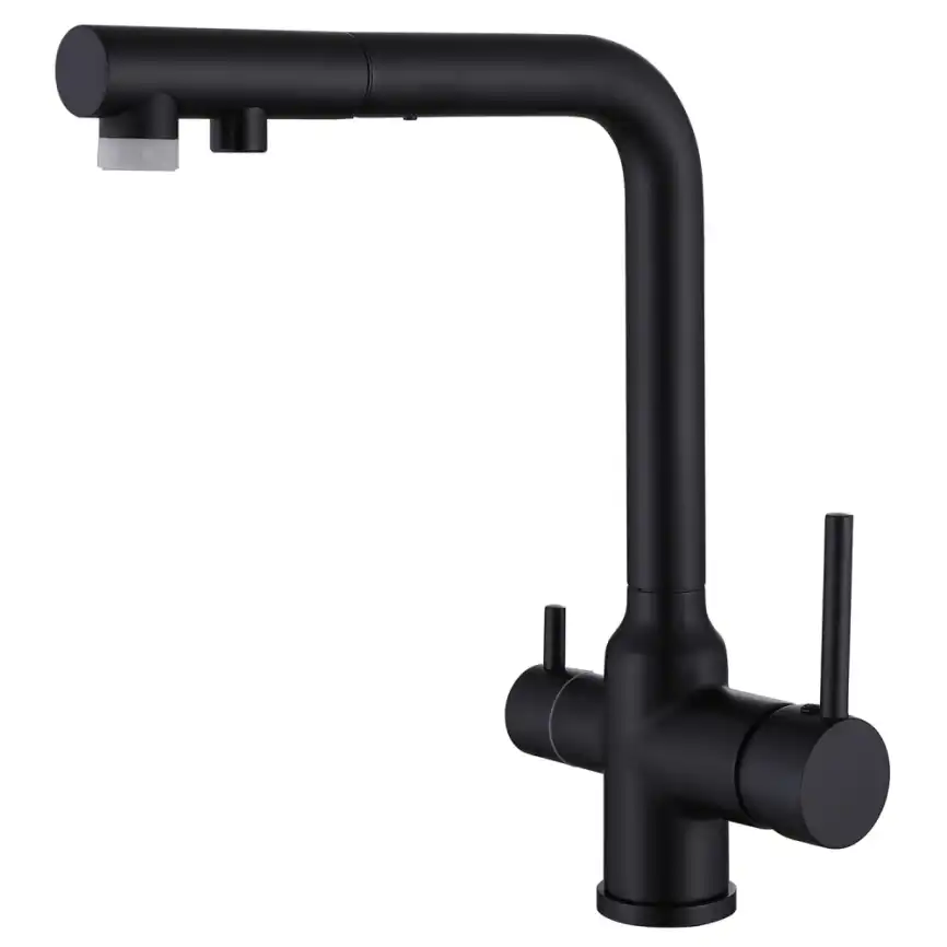 Смеситель для кухни Abber Emotion AF8814B с подключением к фильтру с питьевой водой, Черный матовый фото 1
