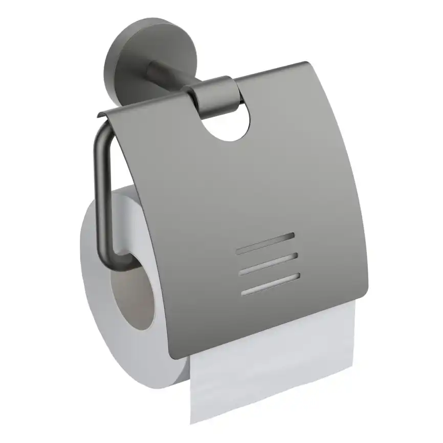 Держатель туалетной бумаги Aquatek Бетта AQ4609BGM с крышкой, Оружейная сталь фото 1