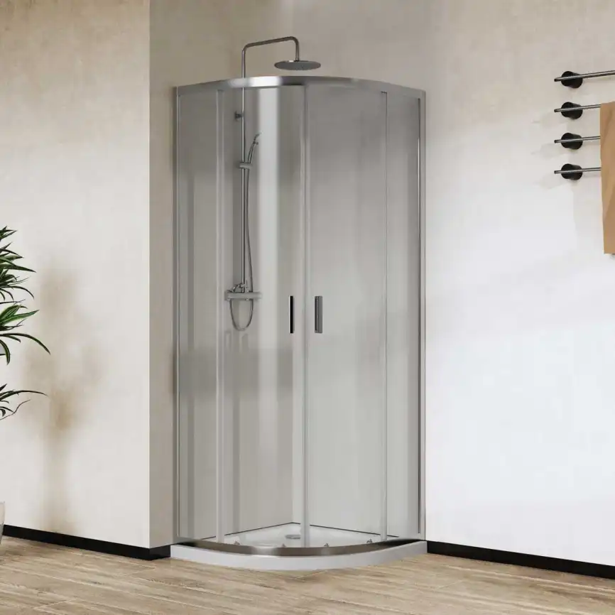 Душевой уголок Vincea City 80х80 VSQ-5CT800CL, дверь раздвижная, профиль хром, стекло прозрачное фото 1