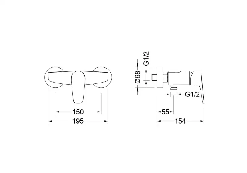 Смеситель для душа Aquatek Бетта AQ1160MB, однорычажный, цвет Черный матовый фото 2
