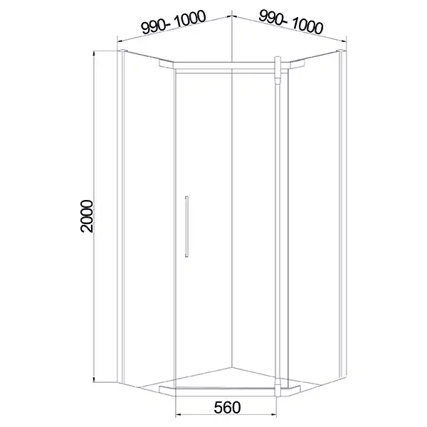 Душевой уголок Mirsant Smart Pentagon 100х100 профиль Хром стекло прозрачное фото 2