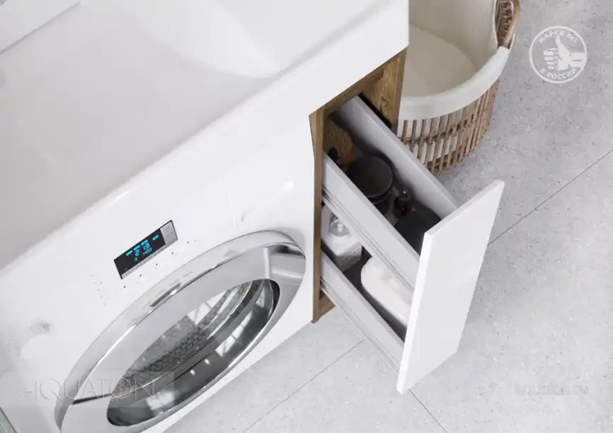 Тумба под раковину Aquaton Лондри 80 под стиральную машину без фасада 1A267101LHDR0 напольная цвет, дуб рустикальный фото 12