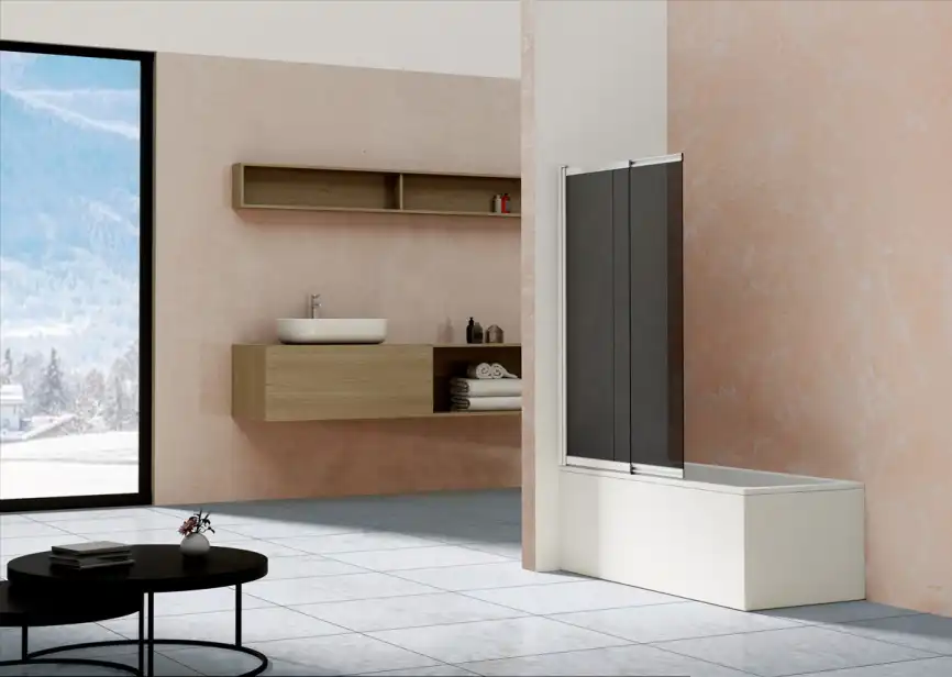 Шторка для ванны Vincea  100 VSB-1E100CGB, раздвижная, профиль черный, стекло прозрачное фото 3