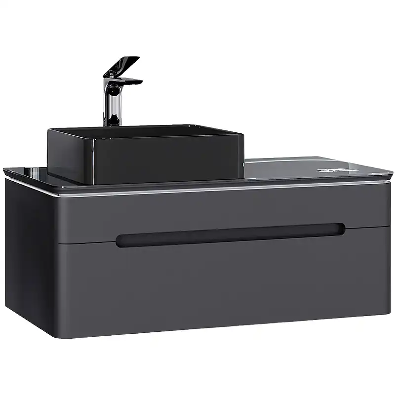 Тумба под раковину Jorno SHINE 100 Shi.01.100/P/A Серый антрацит фото 1