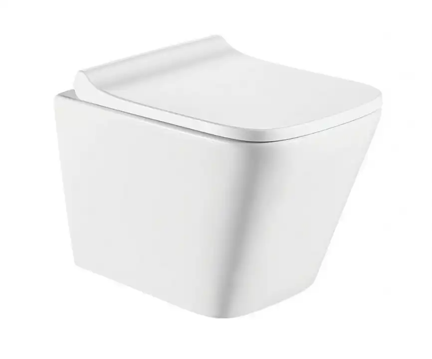 Унитаз подвесной CeramaLux 5171, безободковый с крышкой микролифт, Белый фото 1