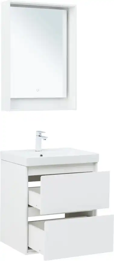 Тумба под раковину Aquanet Милан 60 белый глянец, подвесная, 336367 фото 12