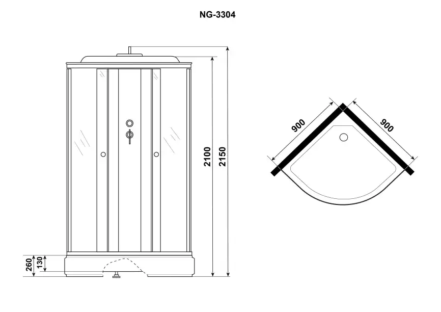 Душевая кабина Niagara Eco 90х90х215 NG-3304-14 средний поддон, без гидромассажа фото 4