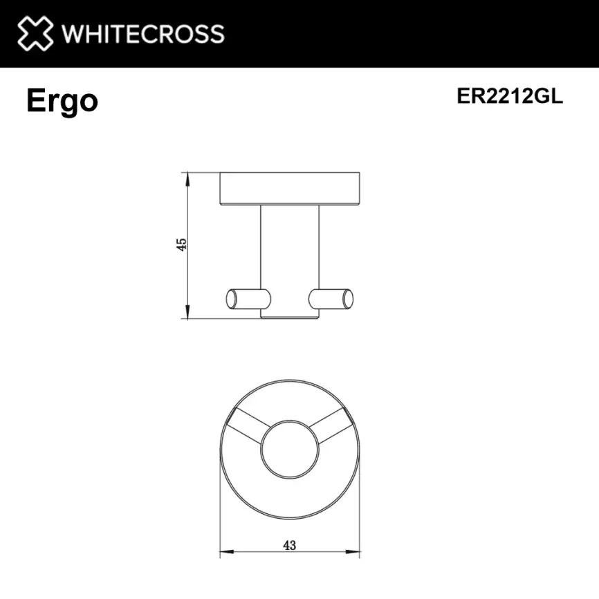 Крючок двойной Whitecross ERGO gold, ER2212GL, Золото глянцевое фото 2