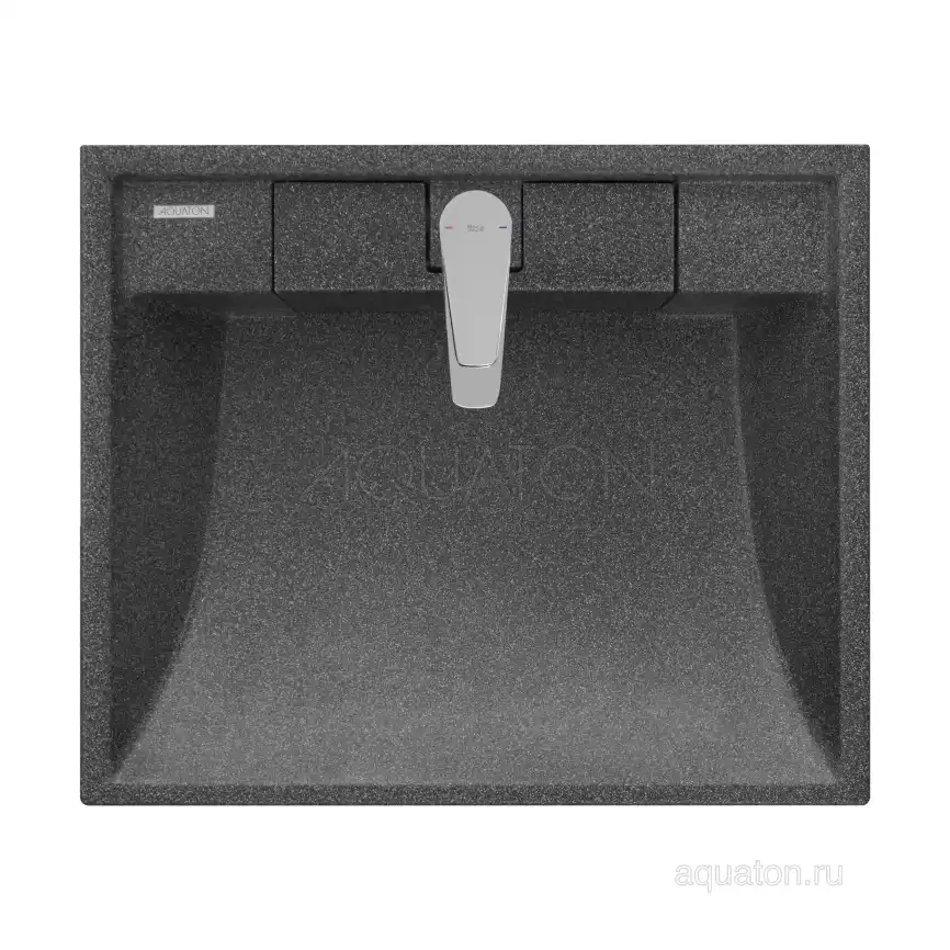 Раковина Aquaton Рейн 60х50 1A72103KRW210  над стиральной машиной, из литьевого мрамора, Графит фото 3