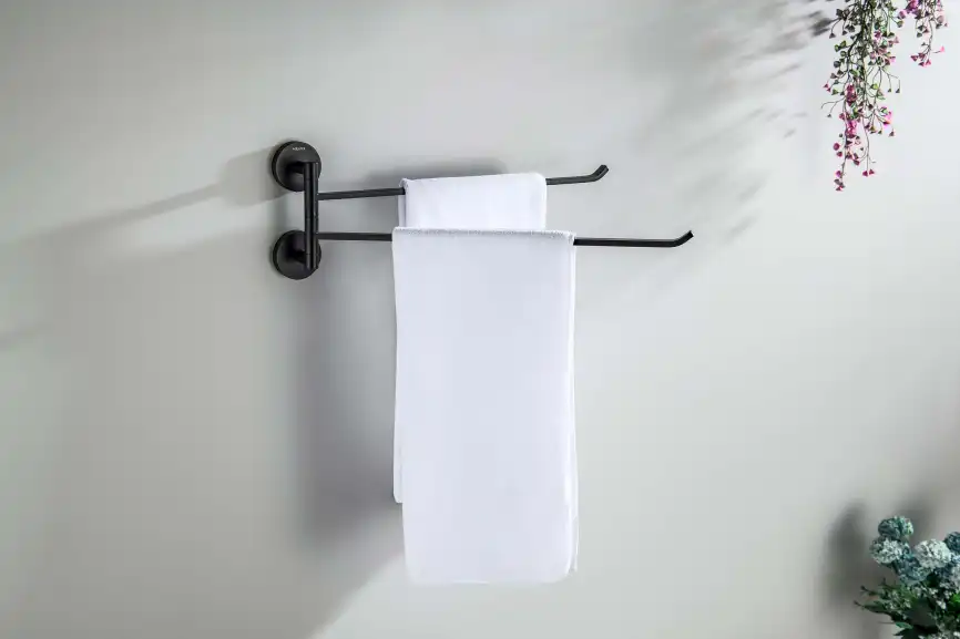 Держатель полотенец Aquatek Бетта AQ4613MB двойной, Черный матовый фото 3