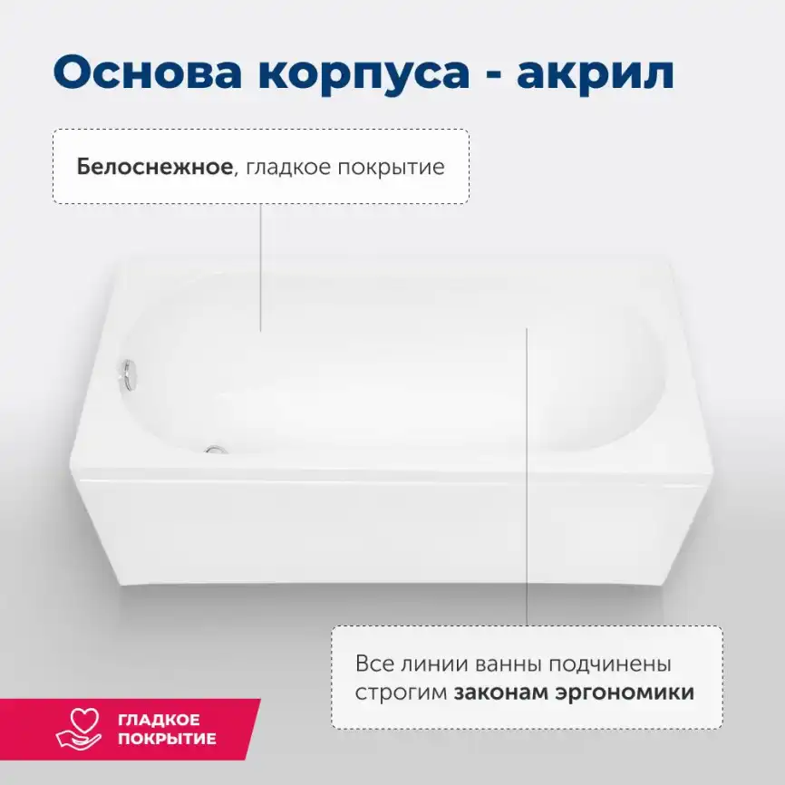 Акриловая ванна Aquanet Light 160x70, 243871 фото 8