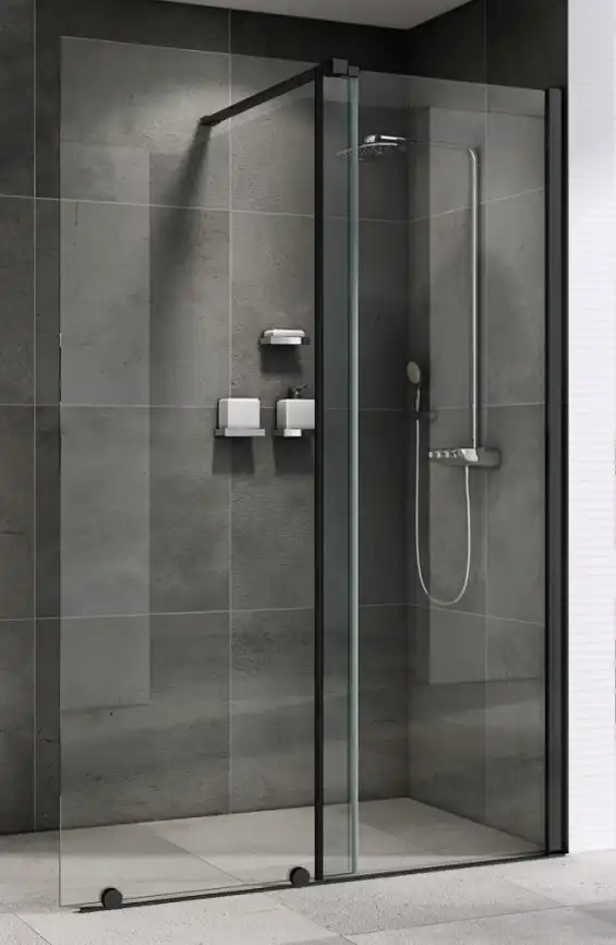 Душевая перегородка Abber Komfort 100 см, AG09100B, профиль Черный, стекло Прозрачное фото 1