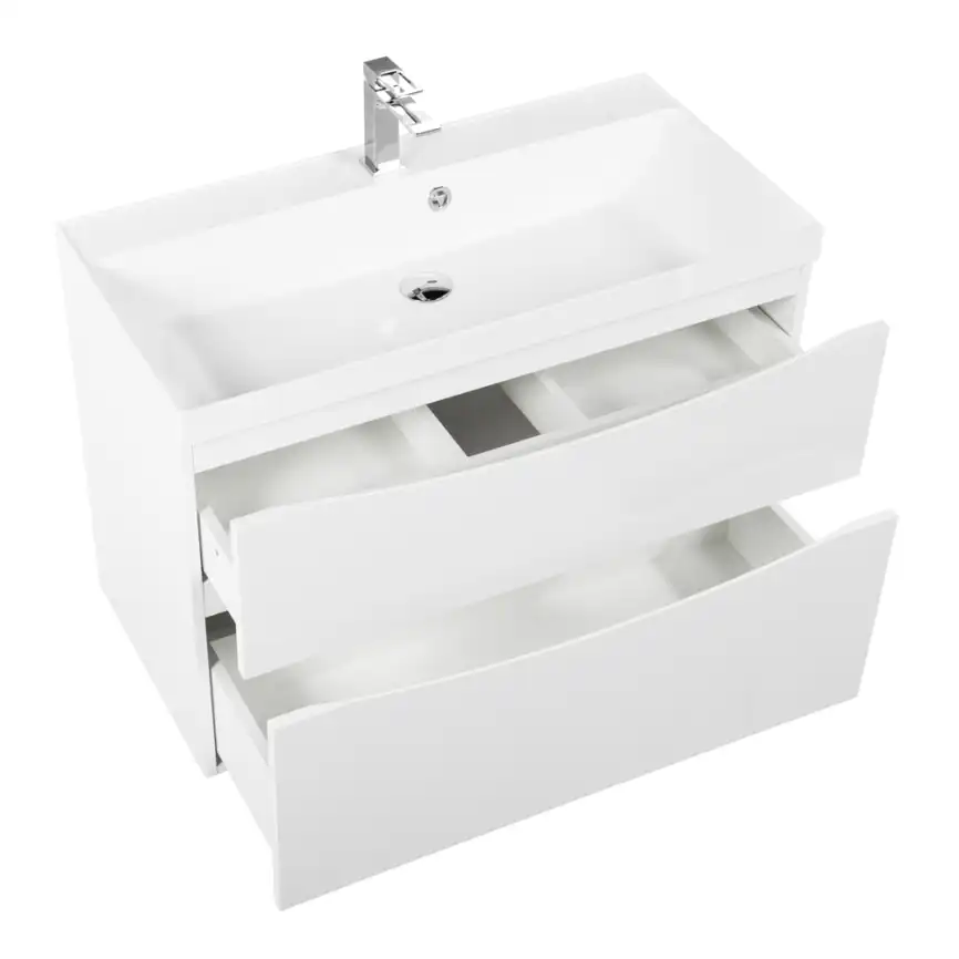Тумба под раковину BelBagno MARINO-H60-800-2C-SO-BL-P подвесная Bianco Lucido фото 9
