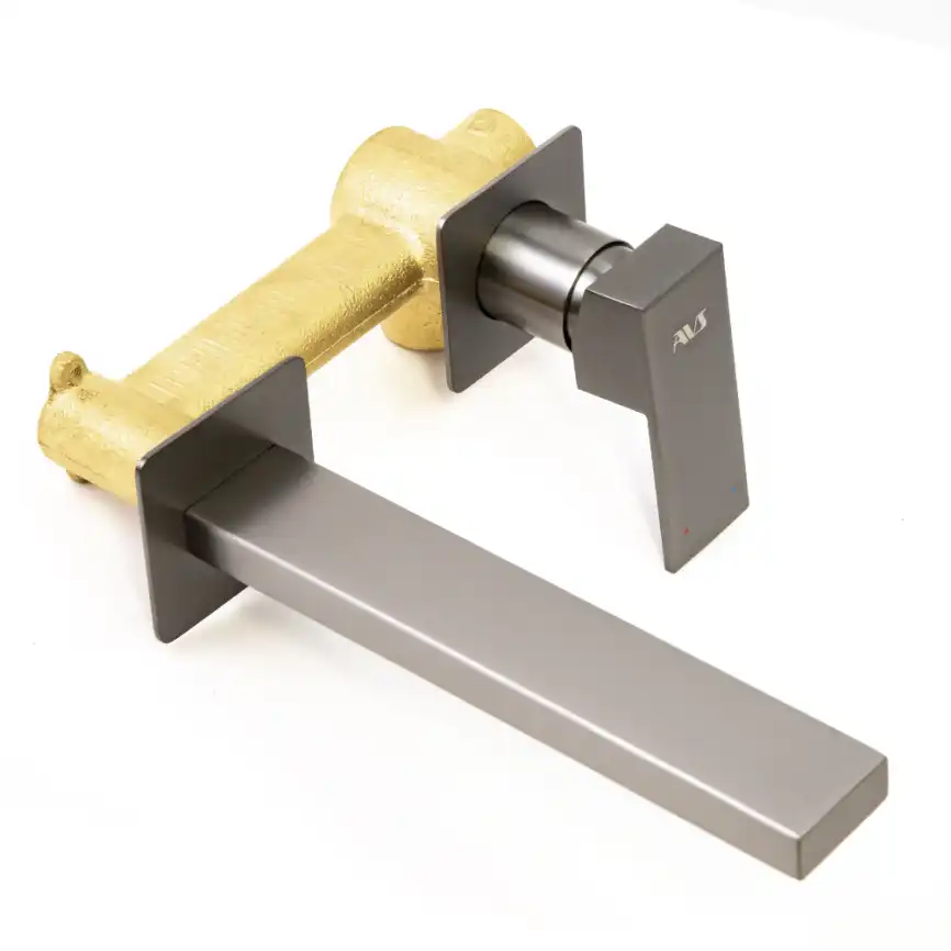 Смеситель для раковины AVS Cube 811-202-GM встраиваемый, с внутренней частью, оружейная сталь фото 3