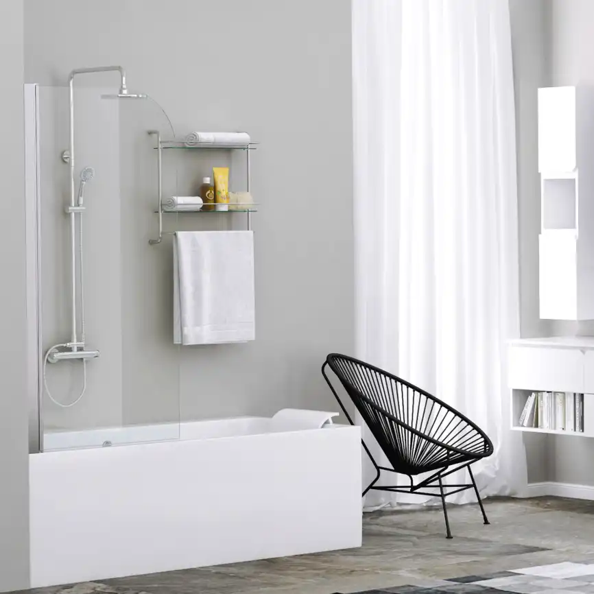 Шторка для ванны WasserKRAFT Leine 35P 80 см, 35P01-80, профиль Хром, стекло Прозрачное фото 2