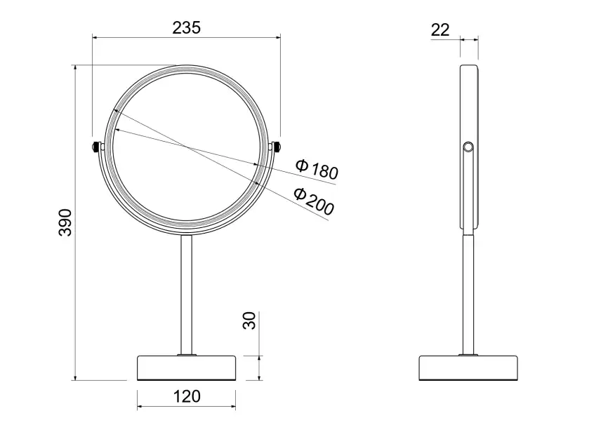 Зеркало косметическое Aquatek AQ4914CR настольное 5х, Хром фото 2