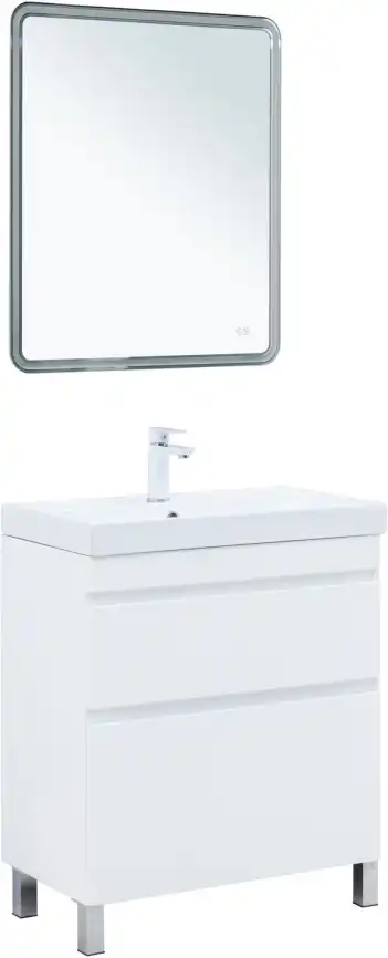 Тумба под раковину Aquanet Слим 70 напольная, белый сатин, 346043 фото 7