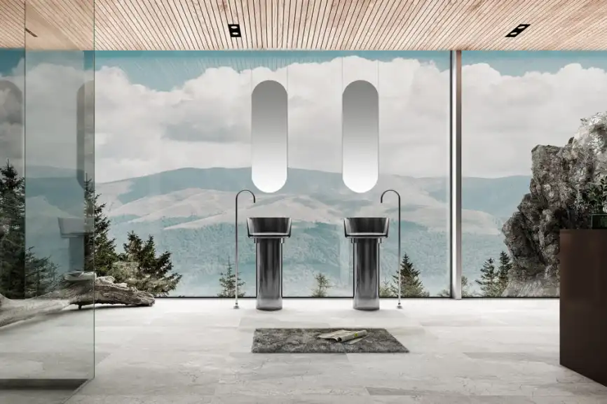 Раковина напольная ABBER KRISTALL 45х45х90 AT2702Onyx, круглая, черная фото 2