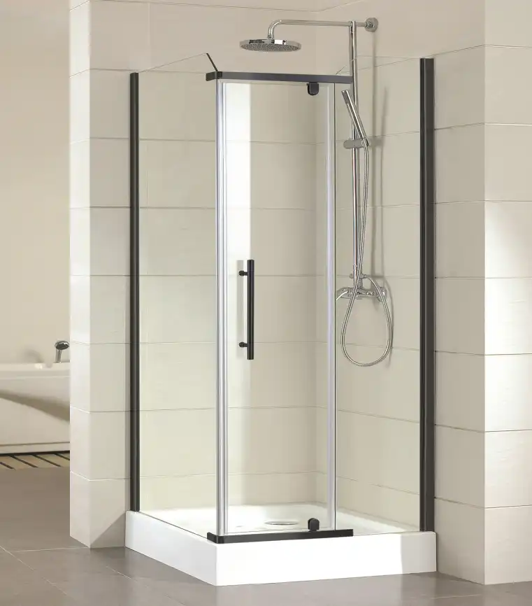 Душевой уголок Azario Edmonton 90х90х200 AZ-NNC1231 900 BLACK профиль Черный, стекло Прозрачное фото 1