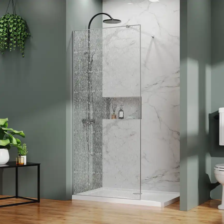 Душевая перегородка Azario Walk-in 100 AZ-275-100-CH-CBR стекло 13 мм с узором 