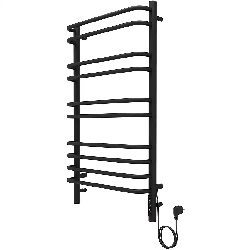 Полотенцесушитель электрический 50х90 Aquatek Пандора П10 AQ EL RPC1090BL, диммер справа, Черный матовый фото 7