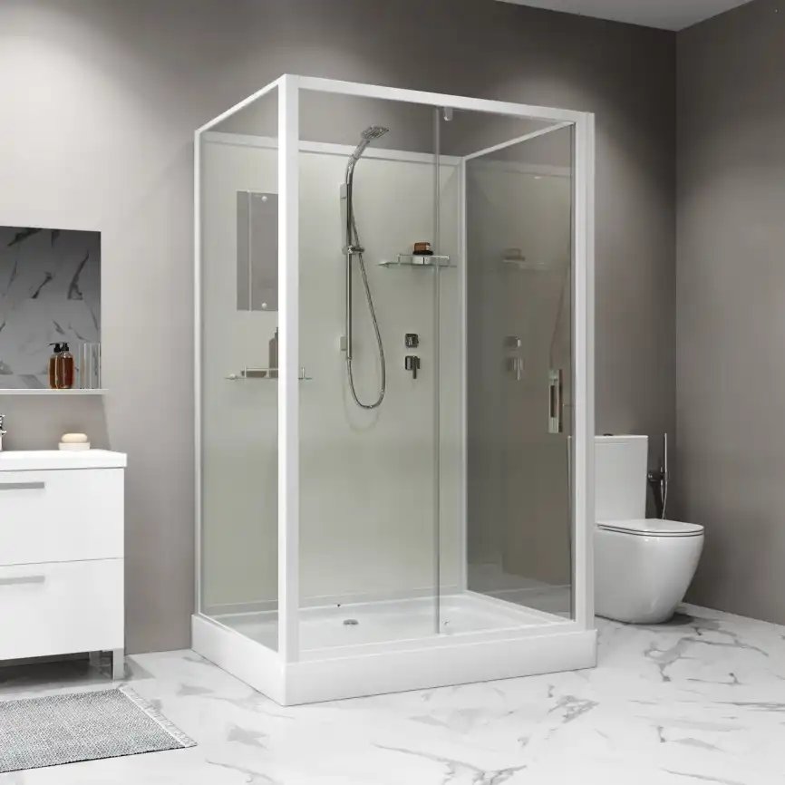 Душевая кабина Niagara Standart 100х80 ST100/80/15Q/BK низкий поддон, белый профиль, без крыши фото 7