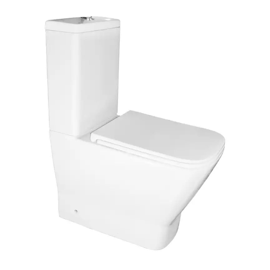 Унитаз напольный Azario  Joy AZ-2168-UQ3 безободковый, смыв Торнадо, с бачком и сидением микролифт, Белый глянцевый фото 1