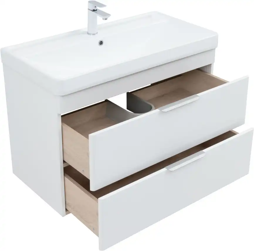 Тумба под раковину Aquanet Ирис New 90 белый глянец, подвесная, 336311 фото 4