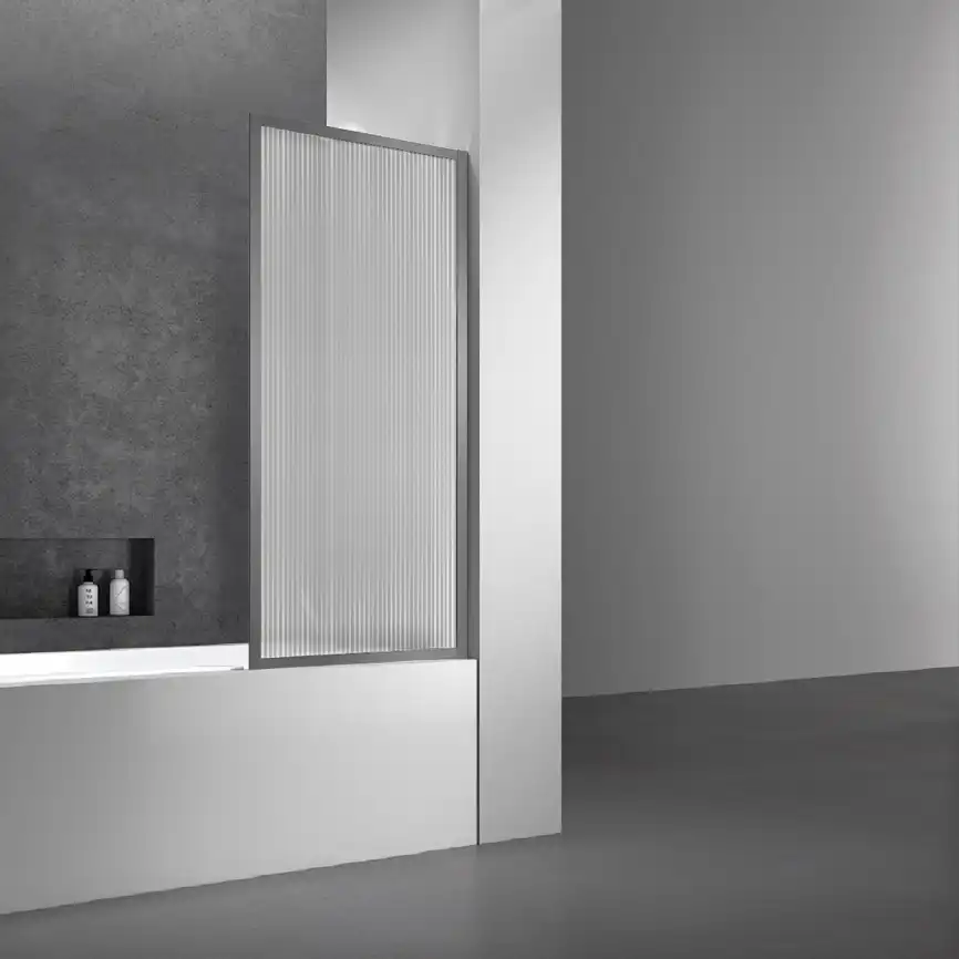 Шторка для ванны Vincea  70 VSB-41700FLGM, неподвижная, профиль вороненая сталь, стекло рифленое фото 1