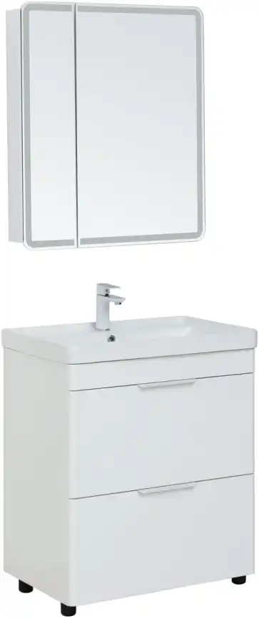 Тумба под раковину Aquanet Ирис new 70 белый глянец (2 ящика) 310153 фото 18