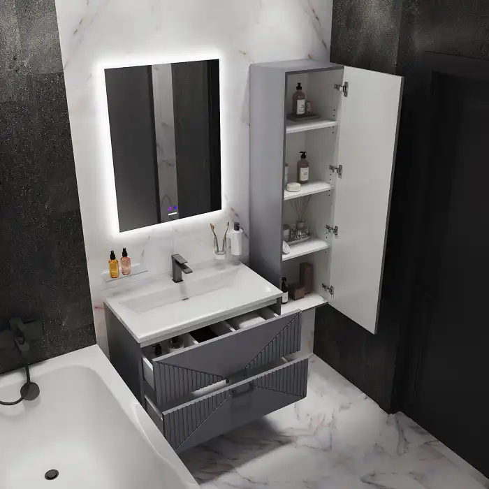 Тумба под раковину Grossman Луксор 60 подвесная, графит матовый (106056) фото 5