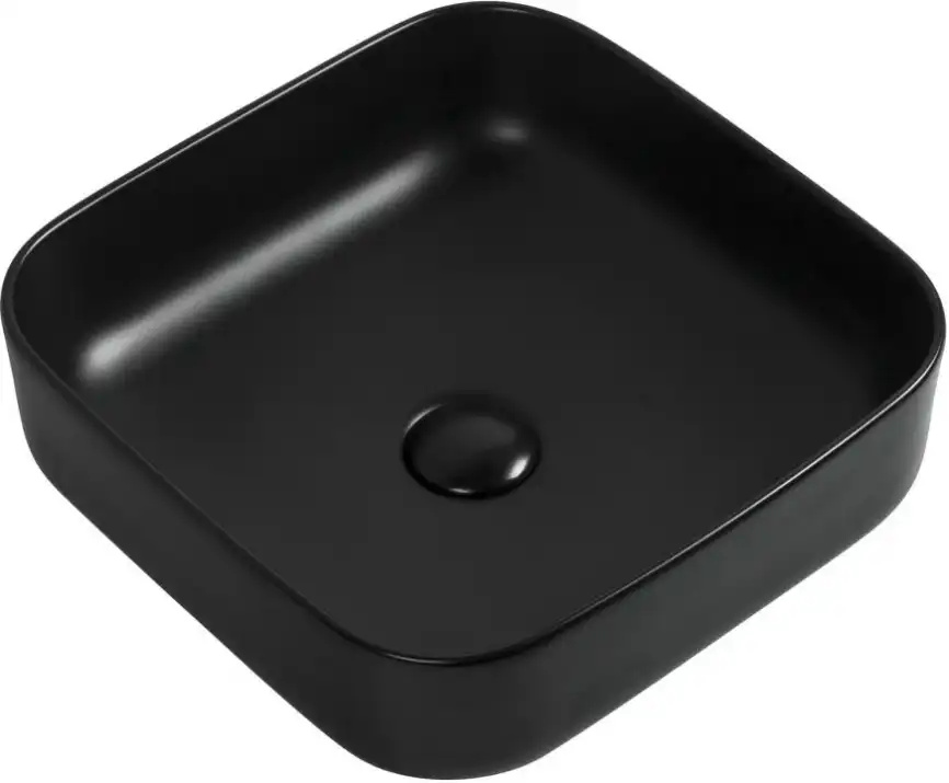 Раковина накладная Aquanet CITY-1-MB 38,5х38,5х14 квадратная, Черная матовая фото 1