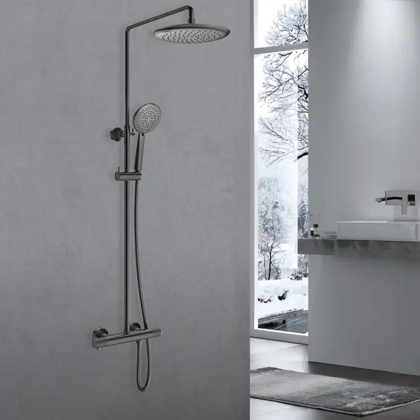 Душевая система  Vincea Desire VSFS-1D0TGM VSFS-1D0TGM  с термостатом, вороненая сталь фото 1