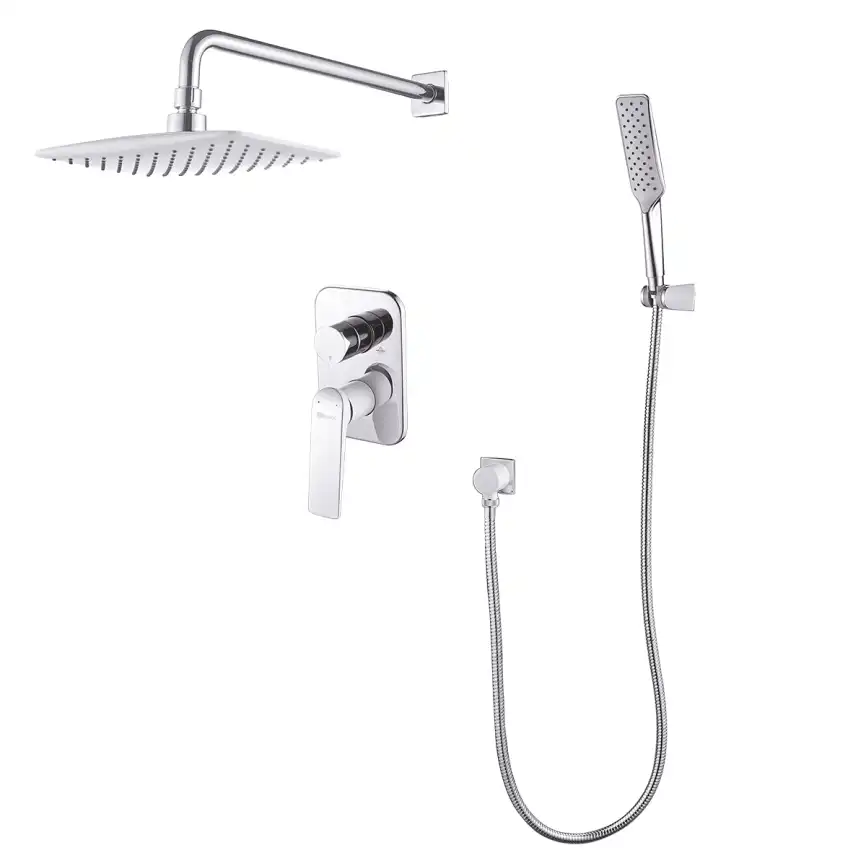 Душевая система Lemark Allegro LM5929CW для душа без излива, встраиваемая с верхним душем, Хром / Белый фото 1