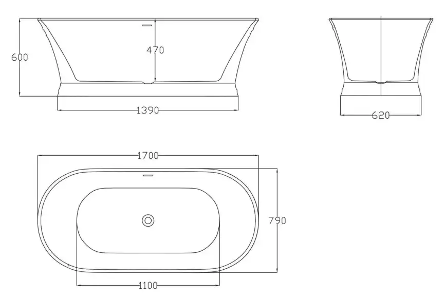 Акриловая ванна BelBagno 170х79 BB402-1700-790, отдельностоящая, Белая глянцевая фото 5