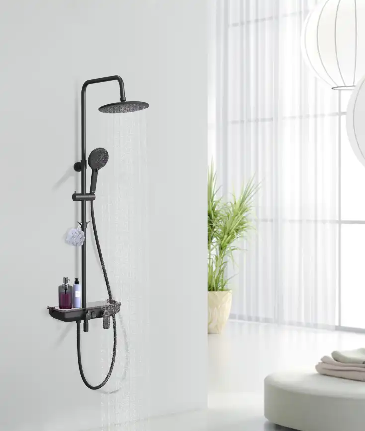 Душевая система Lemark Tropic LM7012BL для ванны с изливом, верхний и ручной душ, Черный матовый фото 3