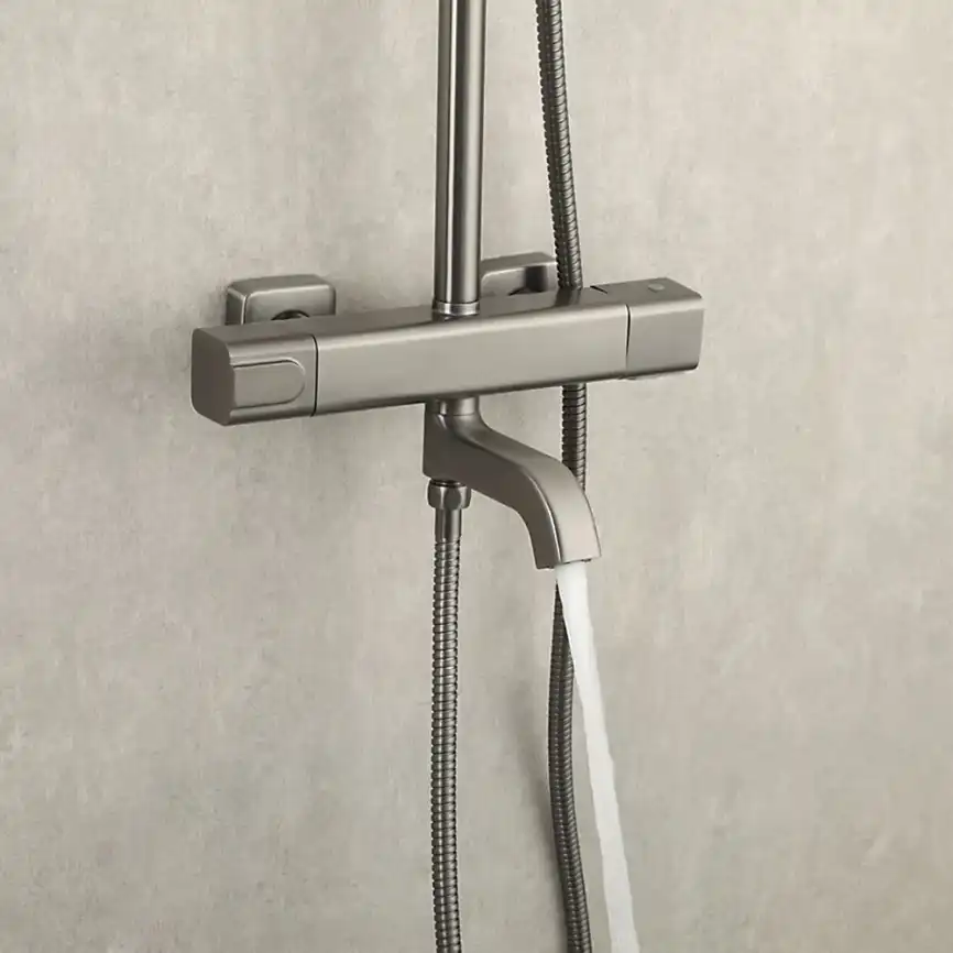 Душевая система Gappo G2491-9 с тропическим душем и термостатом, Оружейная сталь фото 4