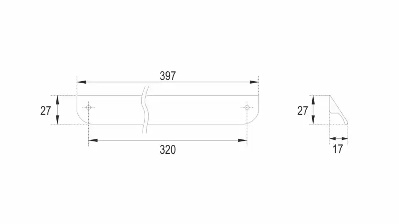 Мебельная ручка CEZARES ECO RS156GR.3/320 (40 см), серый фото 3