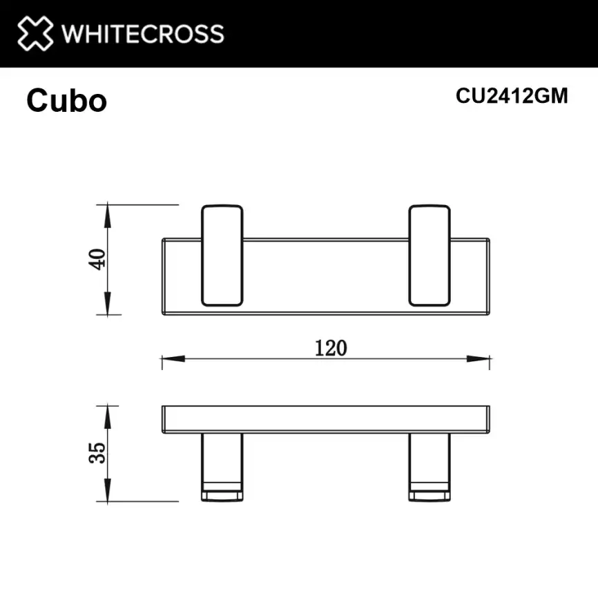 Крючок двойной Whitecross CUBO gunmetal, CU2412GM, Оружейная сталь фото 2