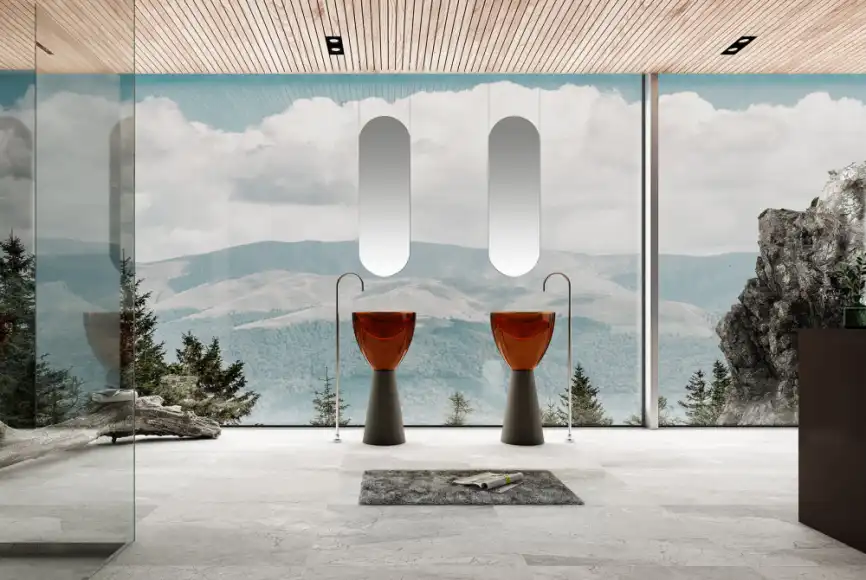 Раковина напольная ABBER KRISTALL 45х45х90 AT2703Black-Opal, круглая, черный/коричневый фото 2