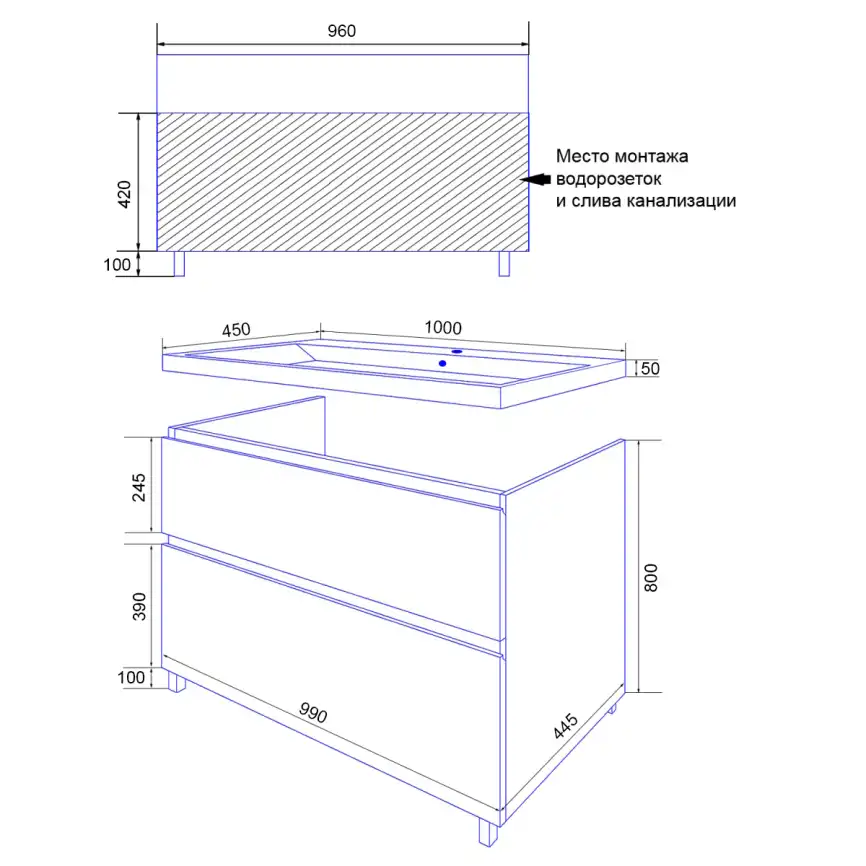 Тумба с раковиной Azario Viola 100 CS00097145, напольная, Фисташковый фото 8